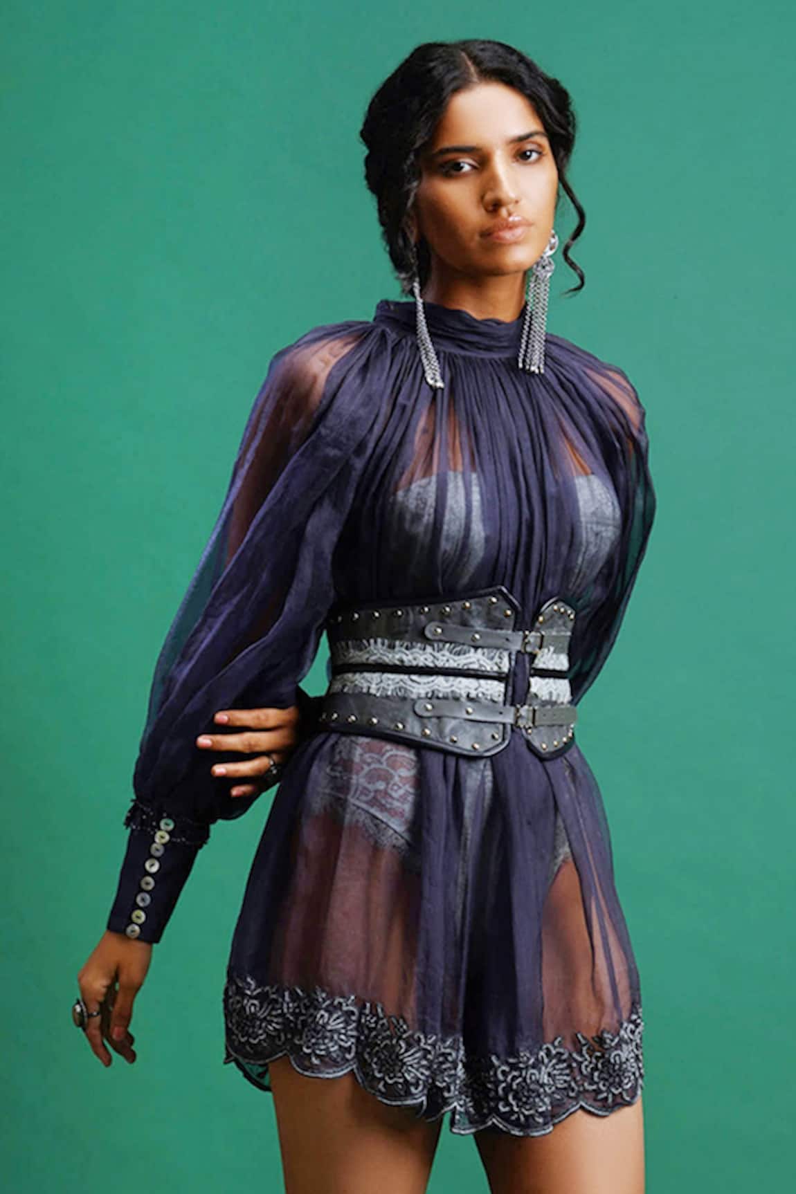 Nidhi Yasha Sheer Dress With Belt