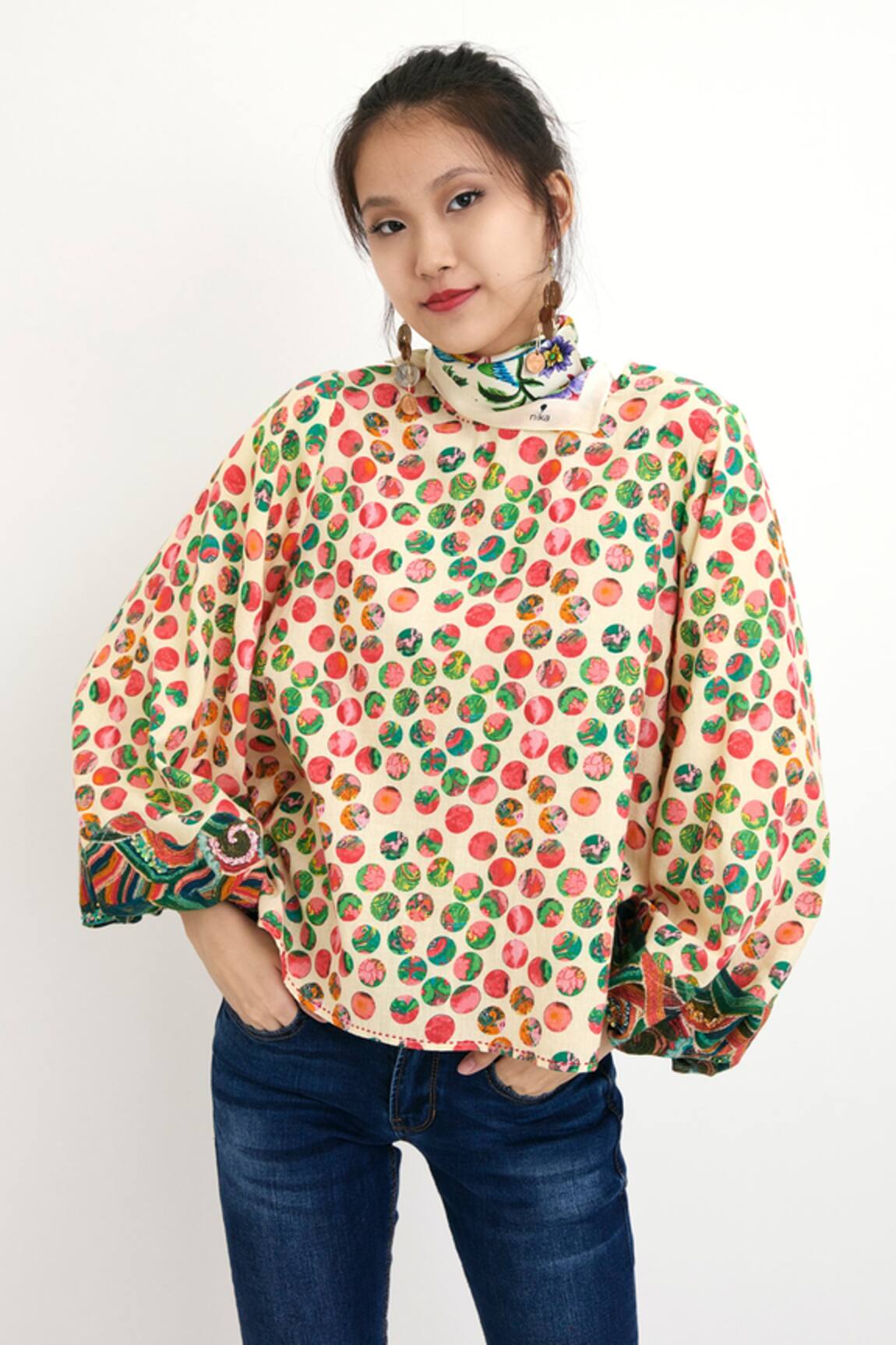Nikasha Cotton Printed Puff Sleeve Top