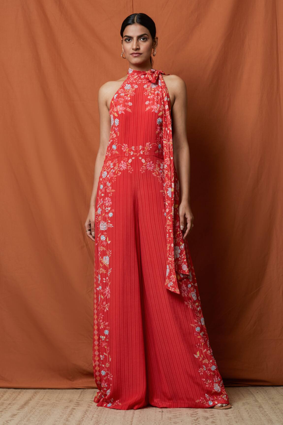 Namrata Joshipura Halter Embroidered Jumpsuit