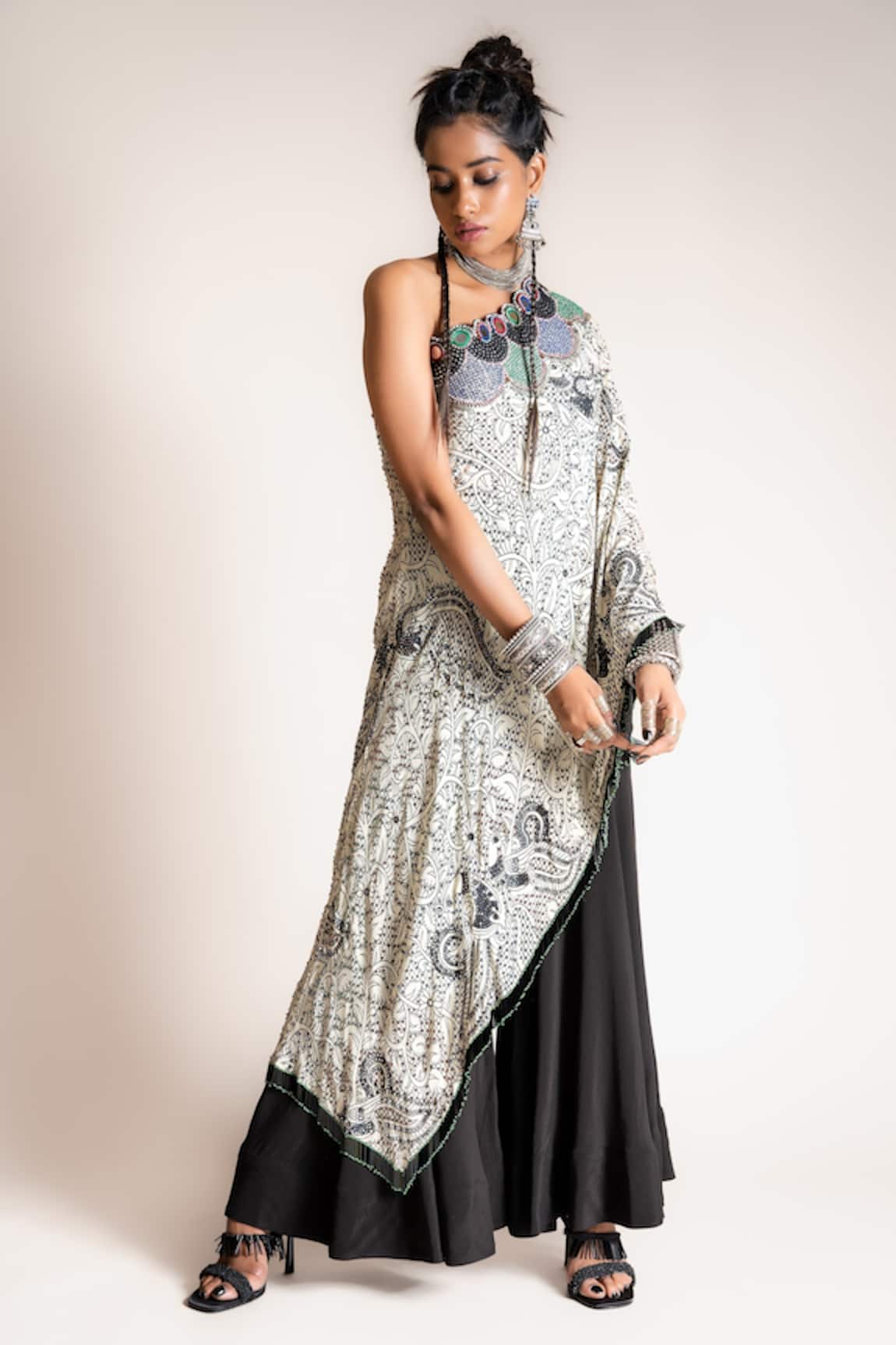 Nupur Kanoi One Shoulder Cape & Gharara Set 