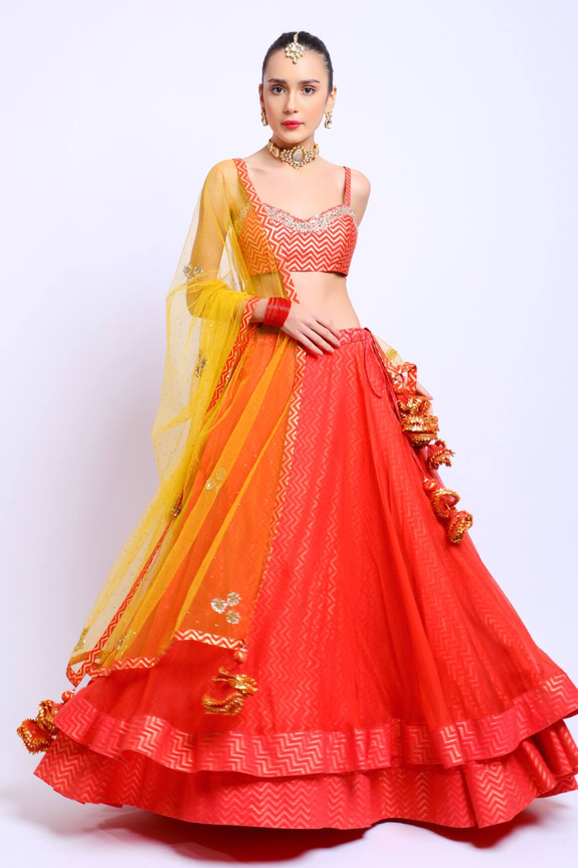 Nikasha Printed Layered Lehenga Set 