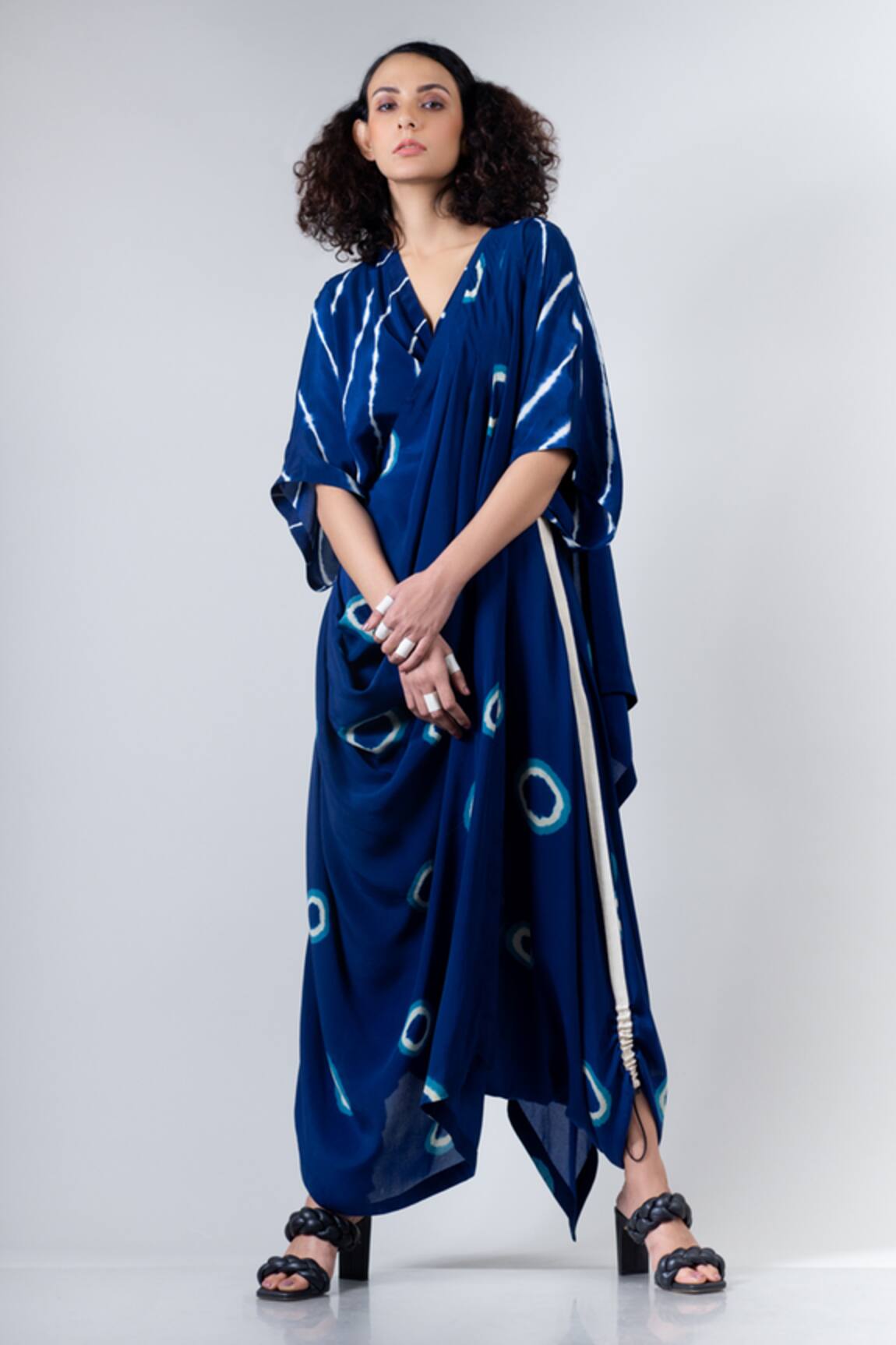 Nupur Kanoi Printed Dhoti Saree with Kaftan Blouse 