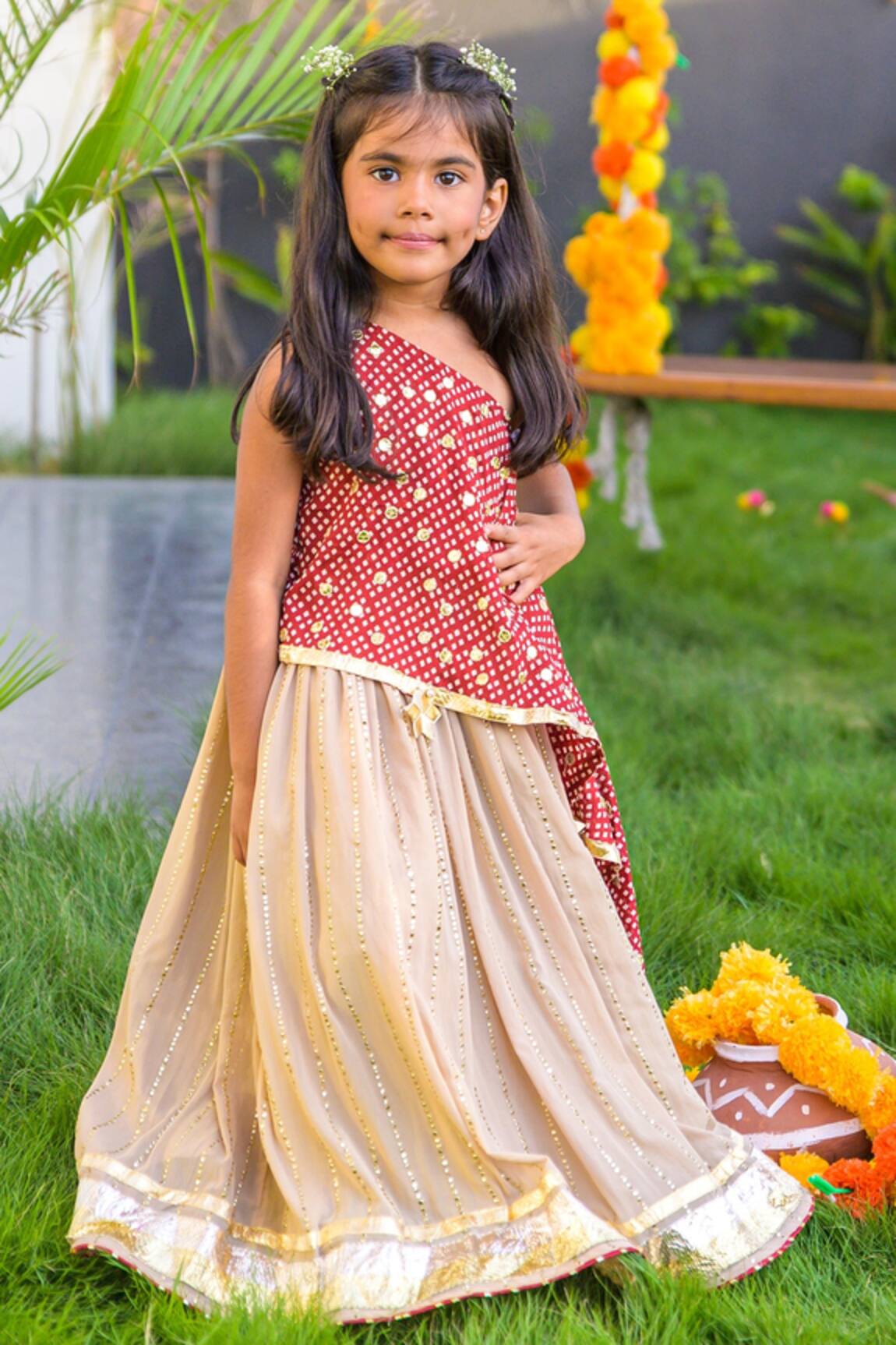 Fairies Forever One Shoulder Tunic & Lehenga Set