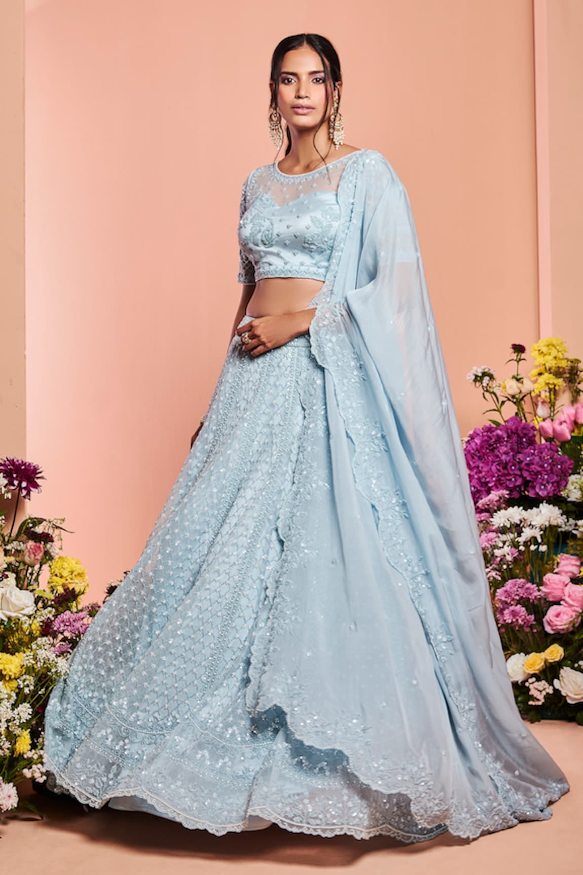 Niamh By Kriti Pearl Embroidered Bridal Lehenga Set