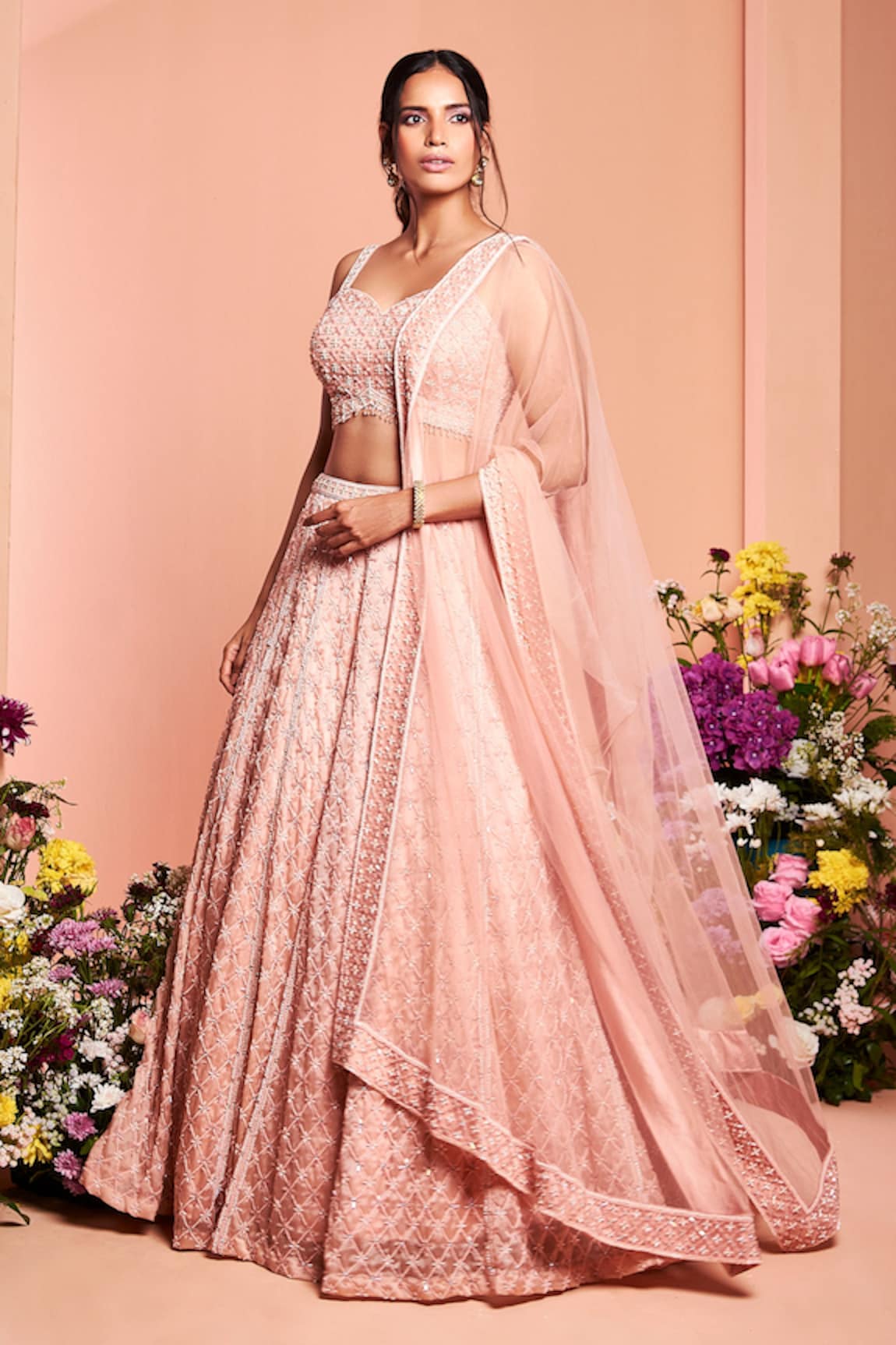 Niamh By Kriti Pearl Embroidered Bridal Lehenga Set