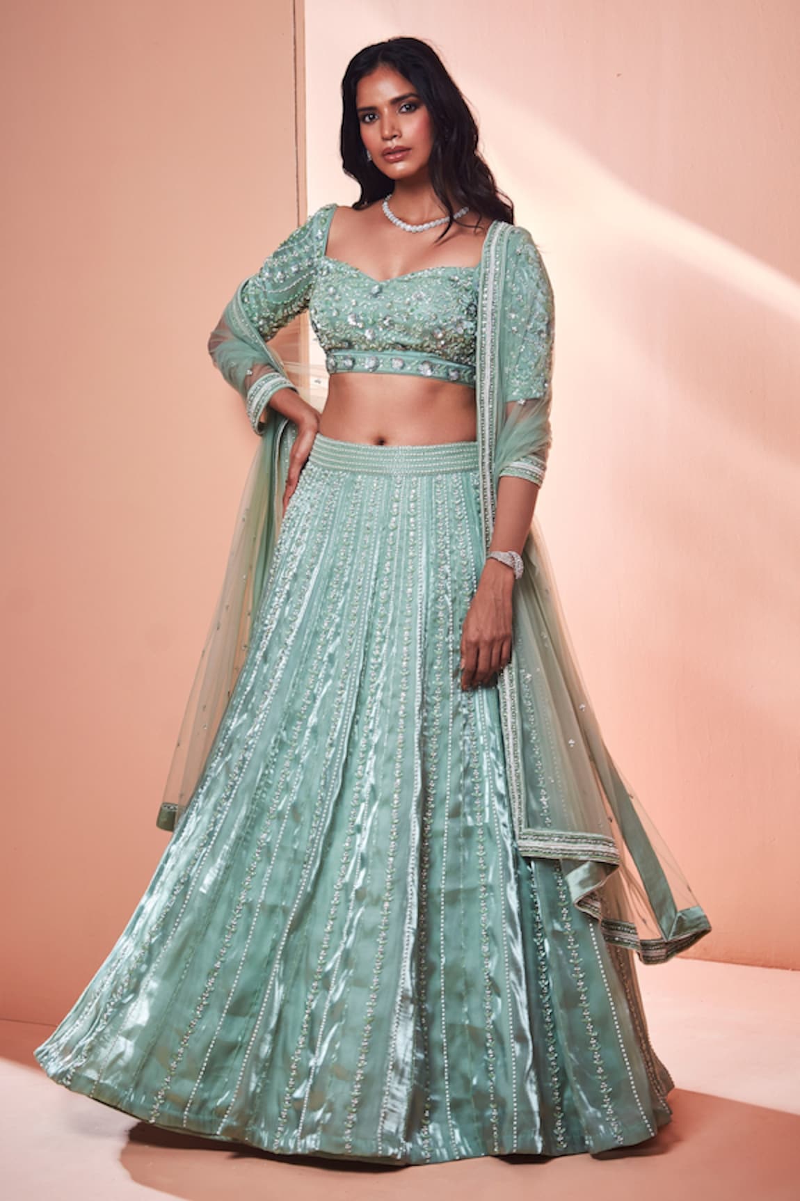 Niamh By Kriti Crystal Embroidered Bridal Lehenga Set