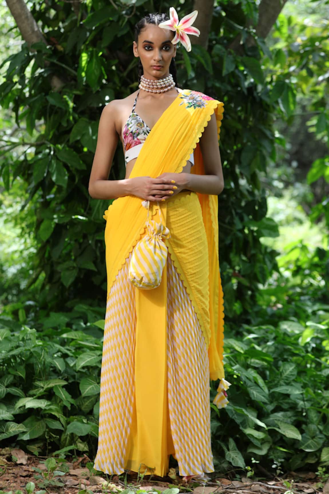 Nikasha Pre-Draped Saree with Sleeveless Blouse 