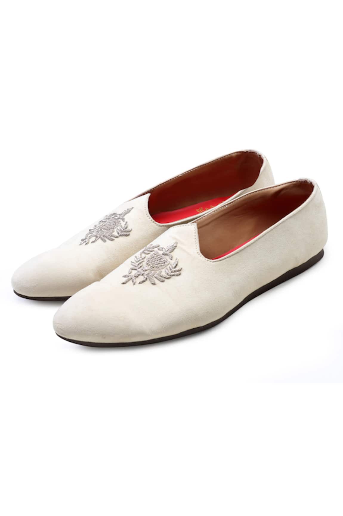 Kora By Nilesh Mitesh Suede Zardozi Embroidered Juttis