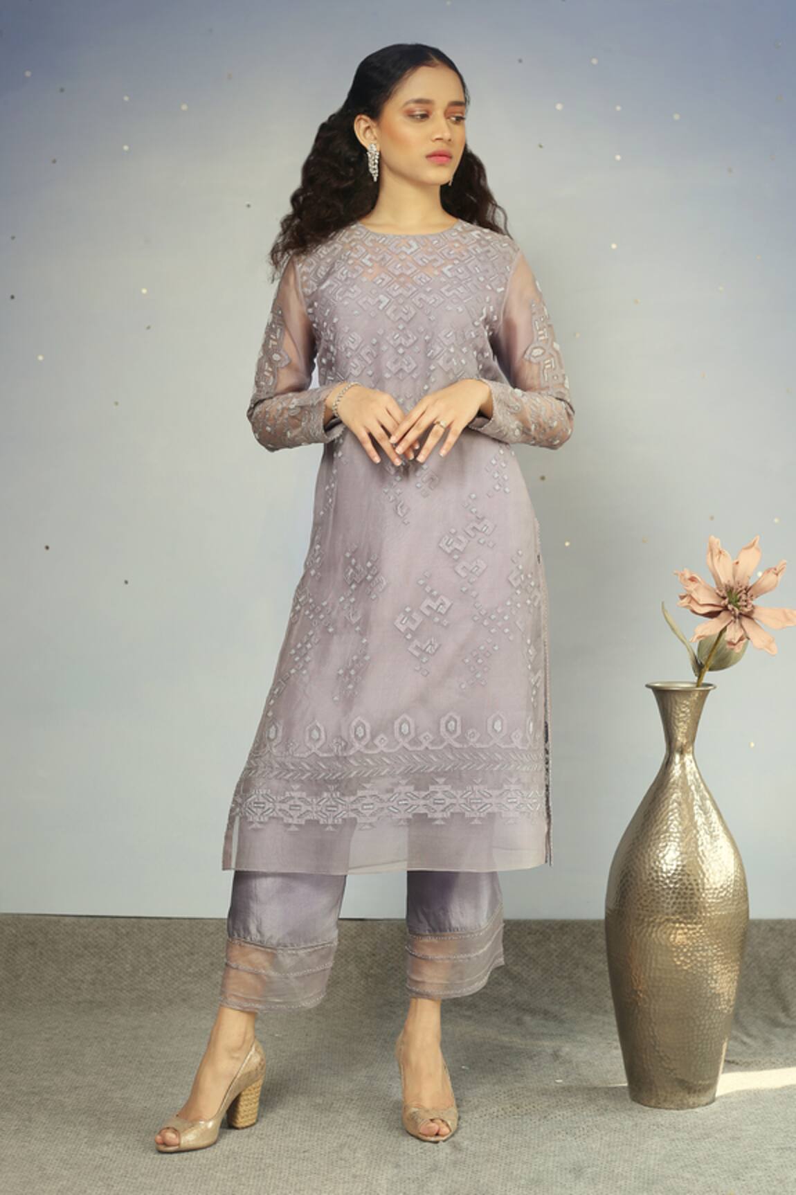 Neha Poddar Organza Kurta & Pant Set 