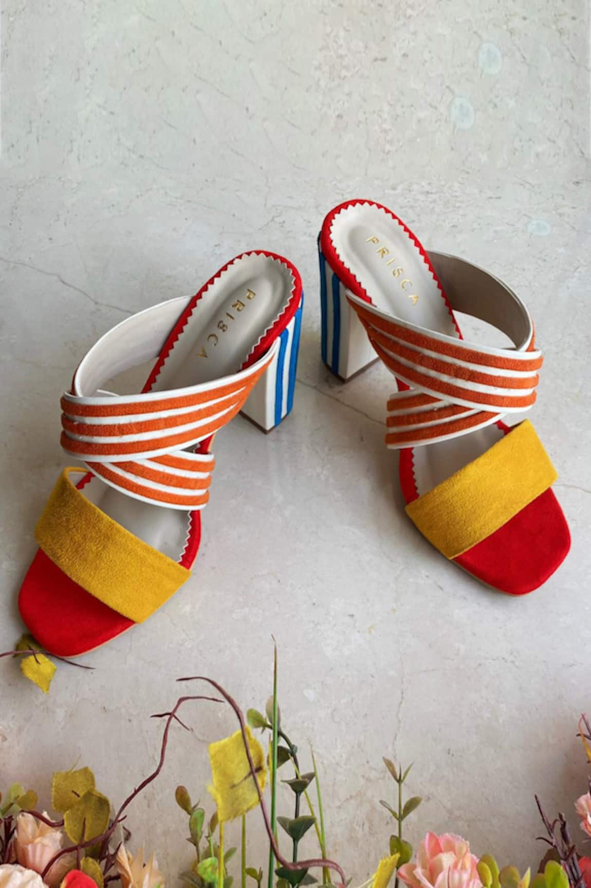 House of Prisca Anna Stripe Block Heels