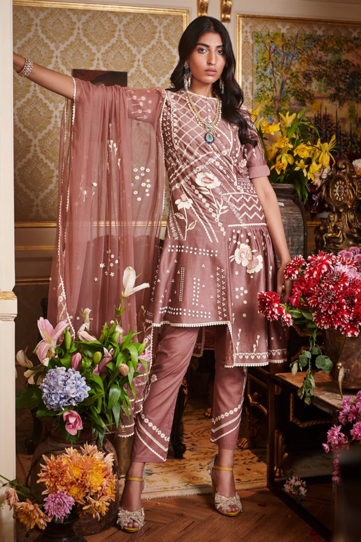 Sahil Kochhar Embroidered Asymmetric Kurta Set