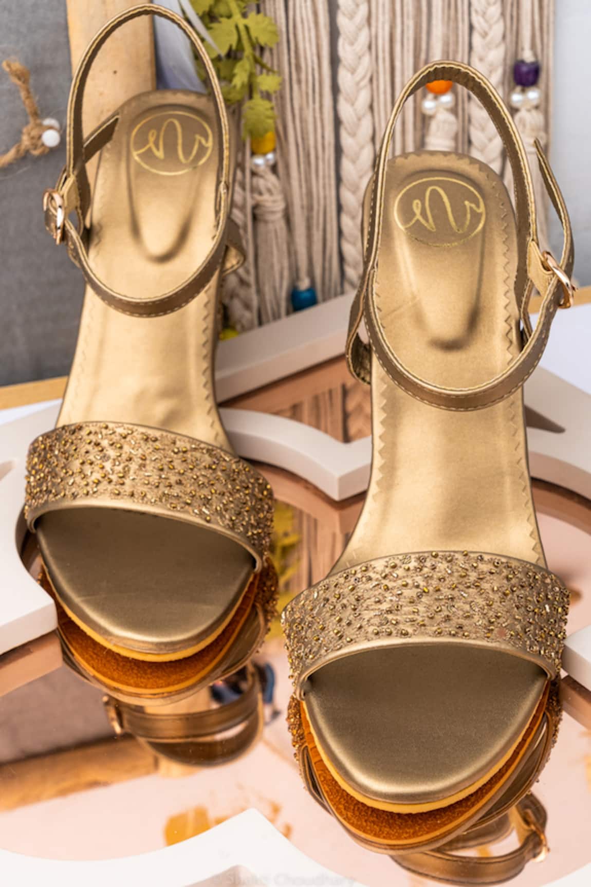 NR By Nidhi Rathi Embroidered Block Heels 