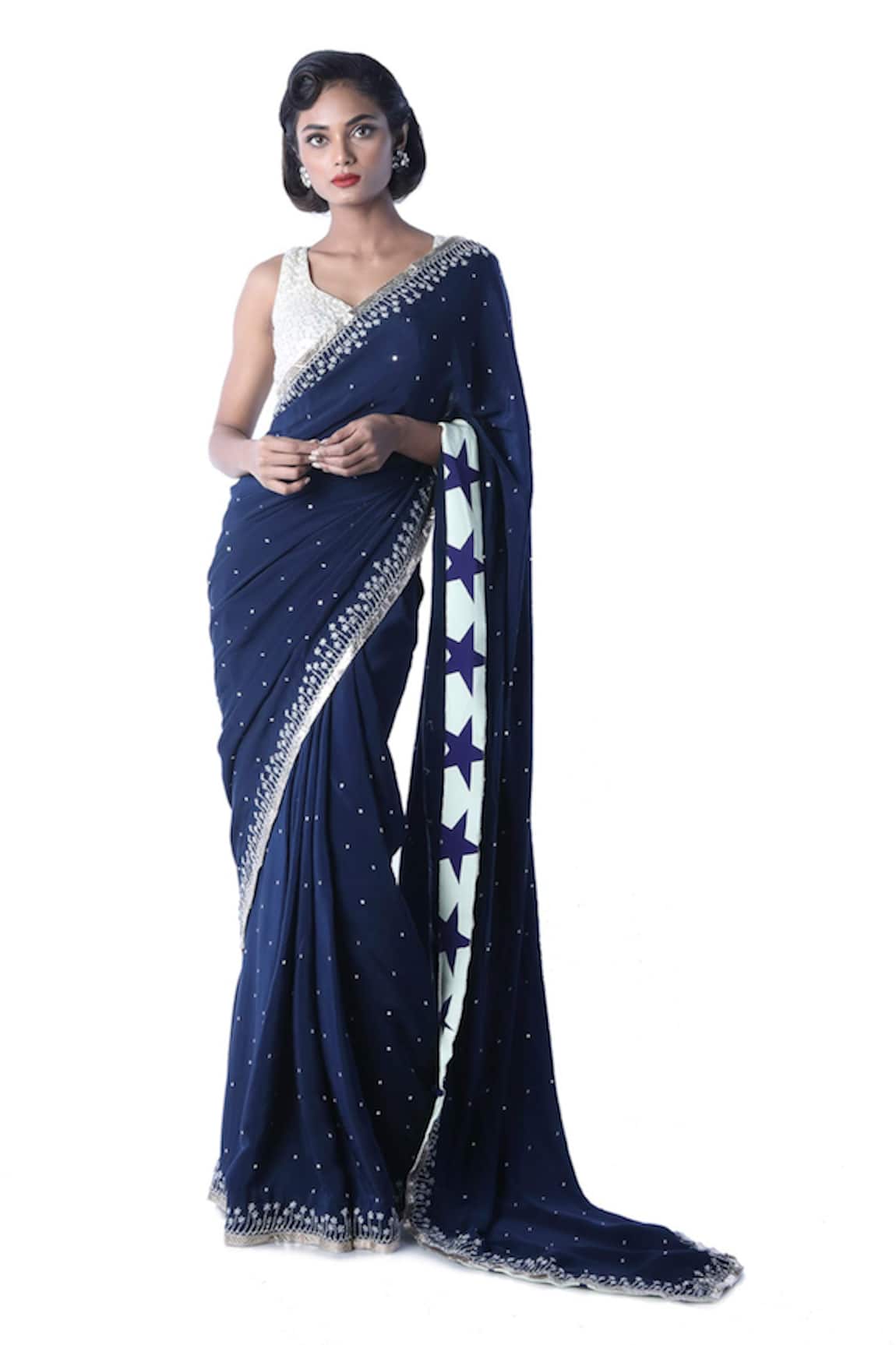 Debarun Embroidered Crepe Silk Saree