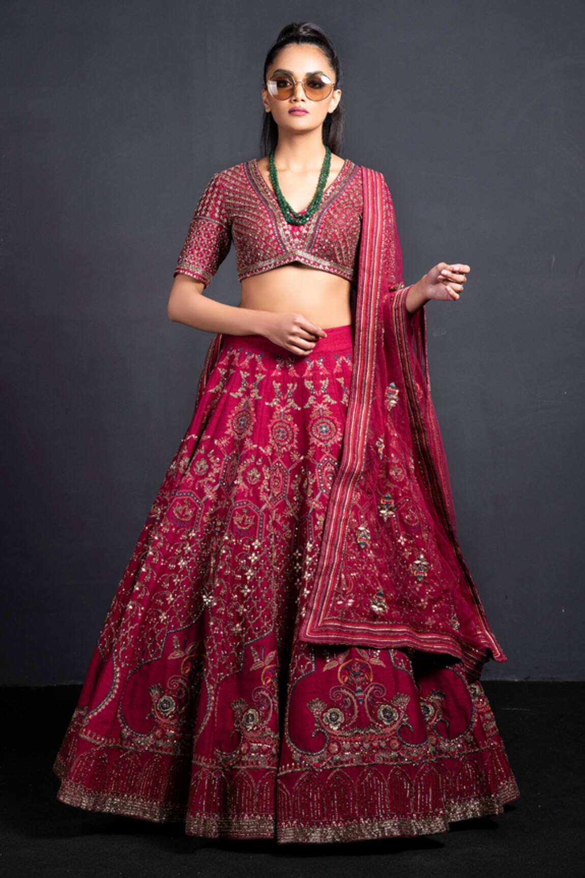 Neha & Tarun Hand Embroidered Bridal Lehenga Set