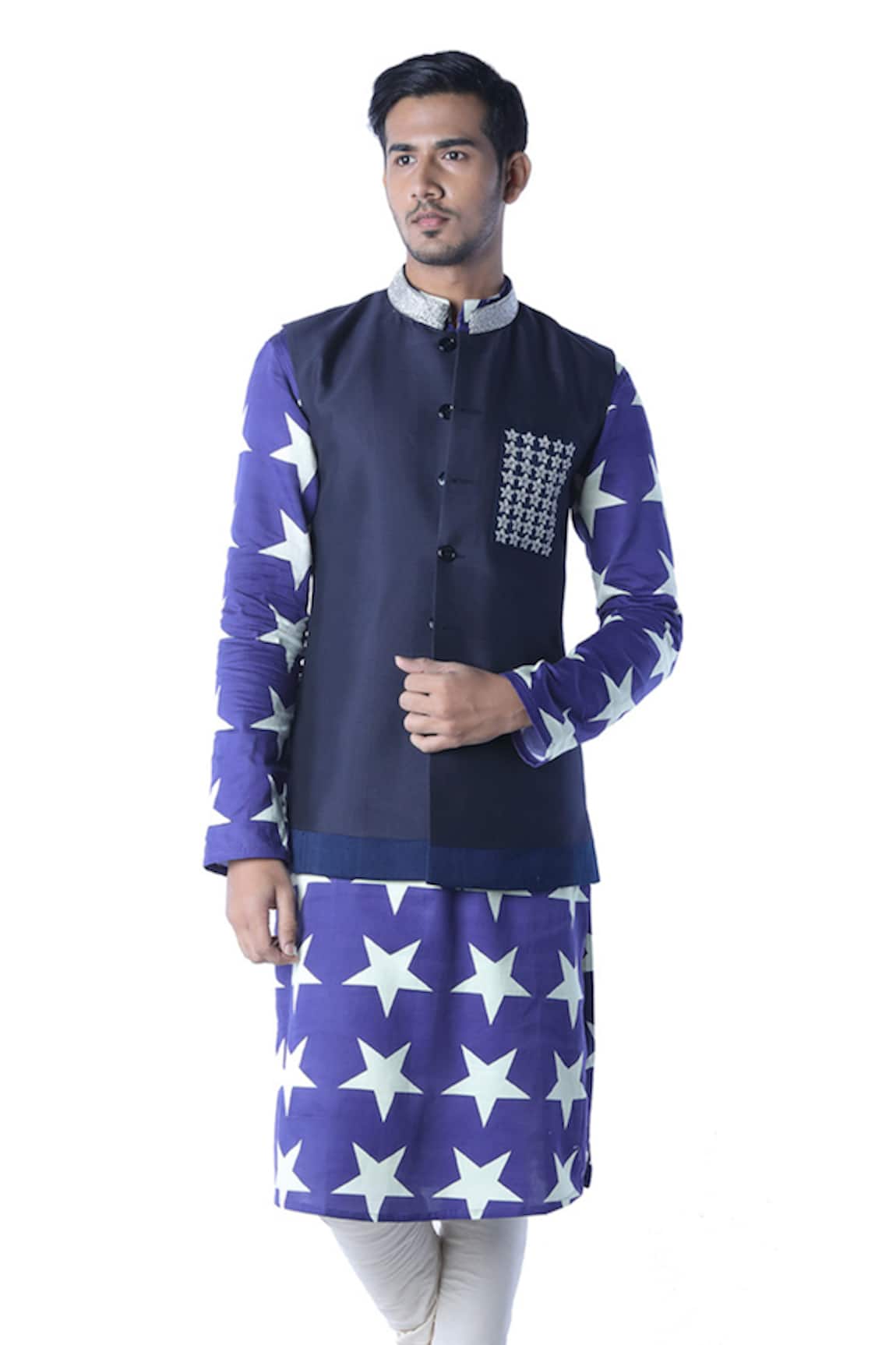 Debarun Embroidered Silk Bundi & Kurta Set