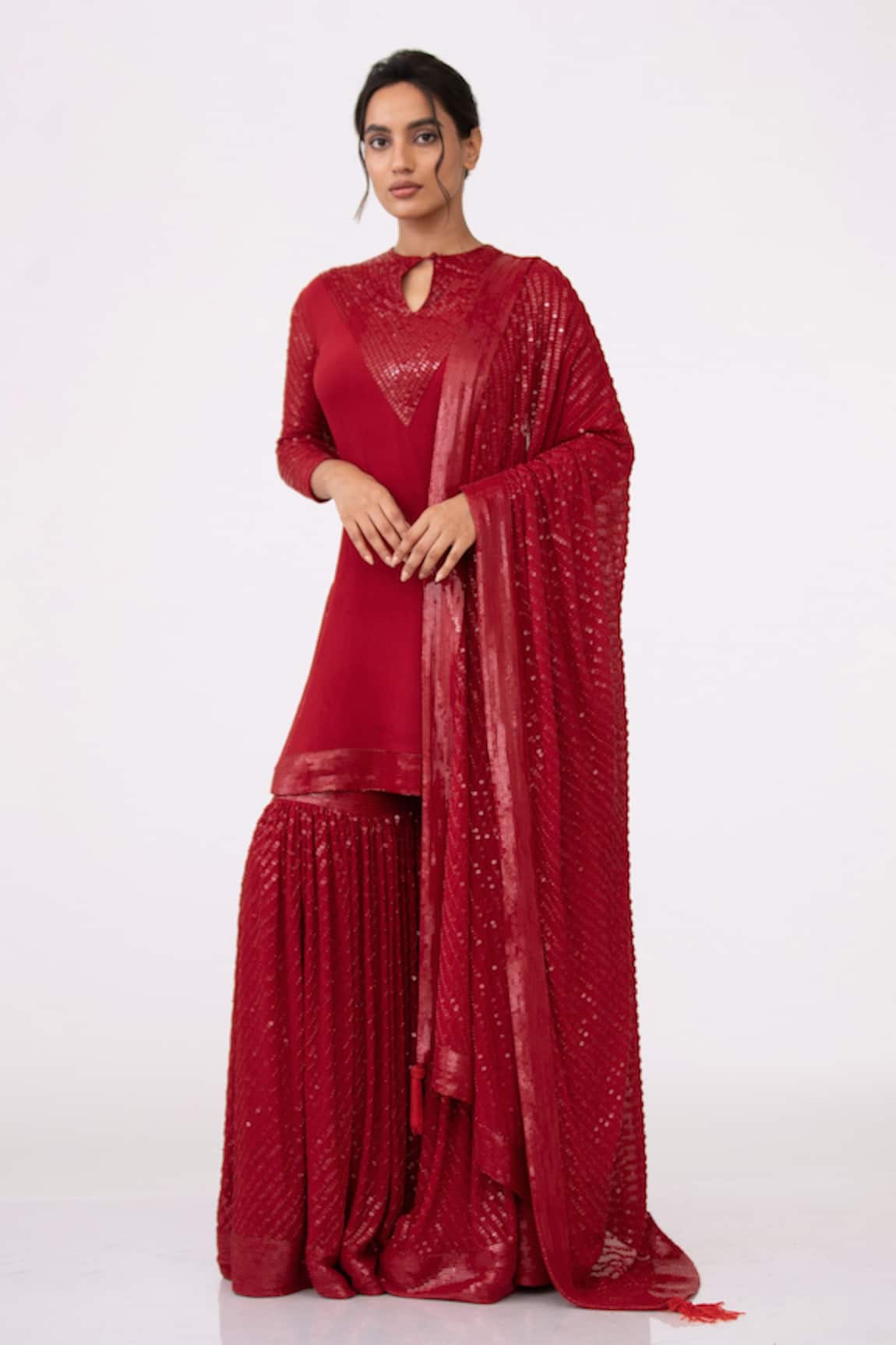 Nakul Sen Chiffon Sequin Embroidered Kurta Set