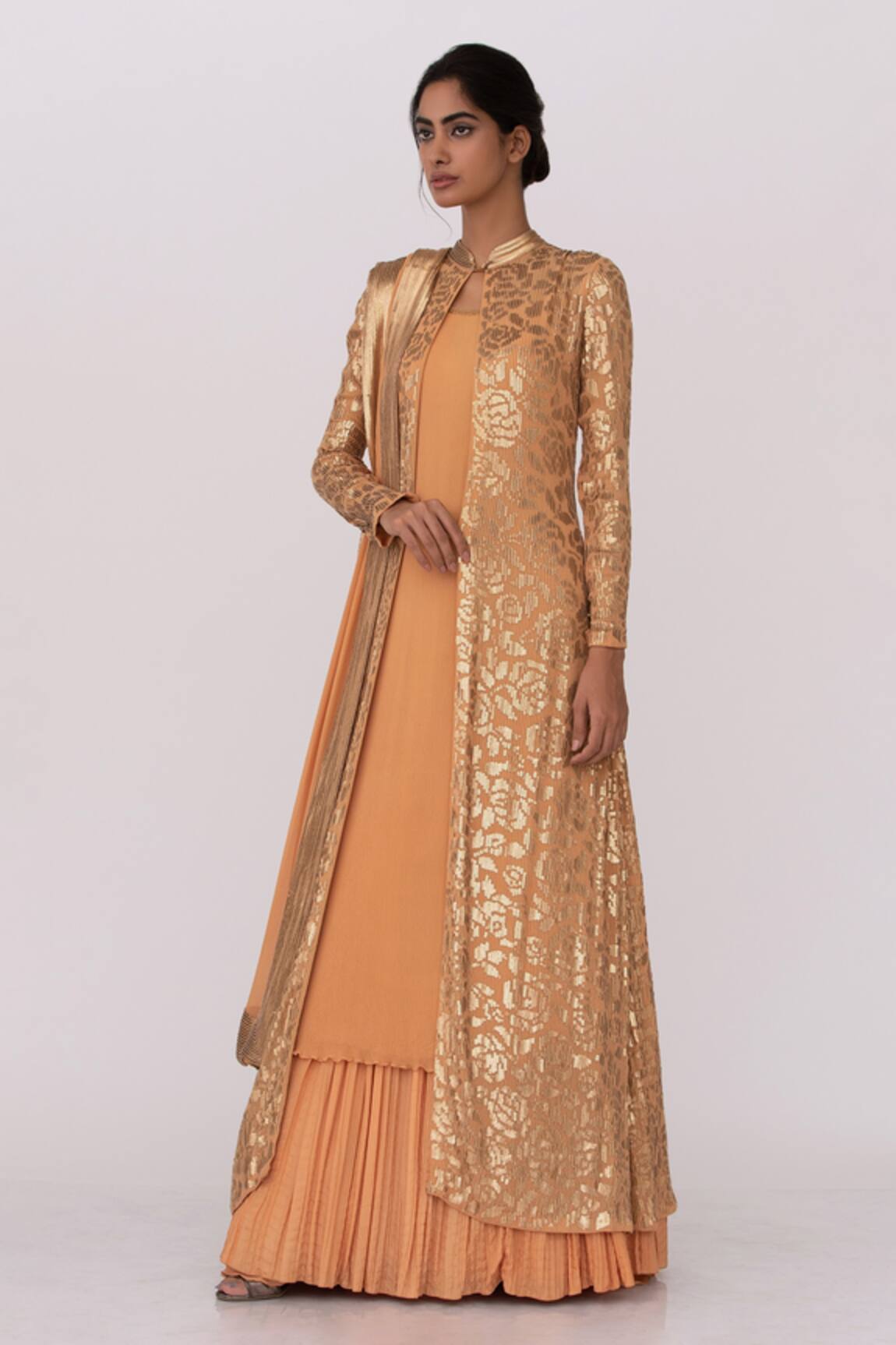 Nakul Sen Chiffon Embroidered Jacket Lehenga Set