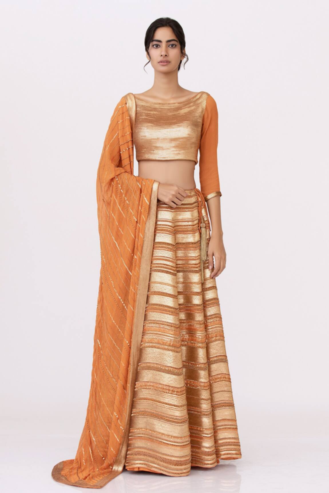 Nakul Sen Chiffon Sequin Embroidered Lehenga Set