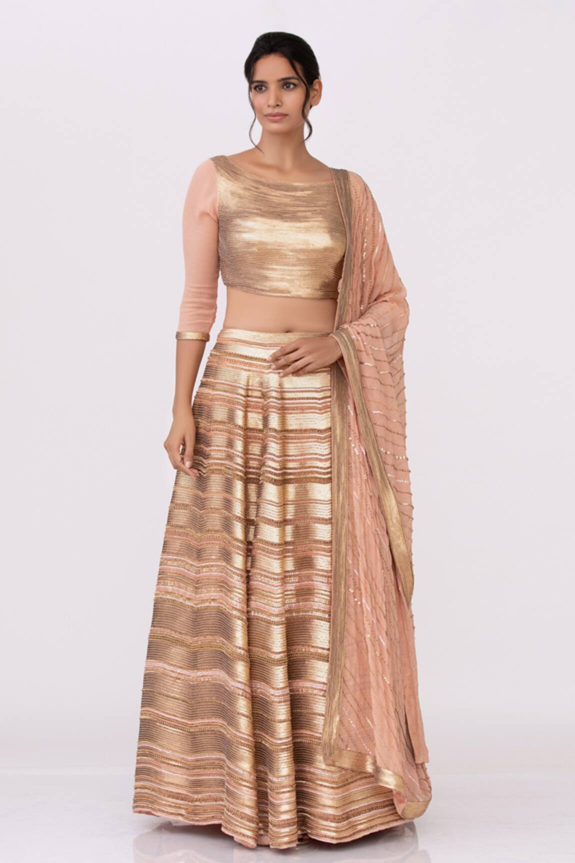 Nakul Sen Chiffon Sequin Embroidered Lehenga Set