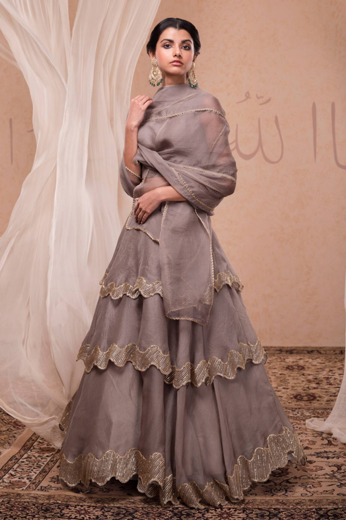 Nadima Saqib Silk Organza Embroidered Lehenga Set 