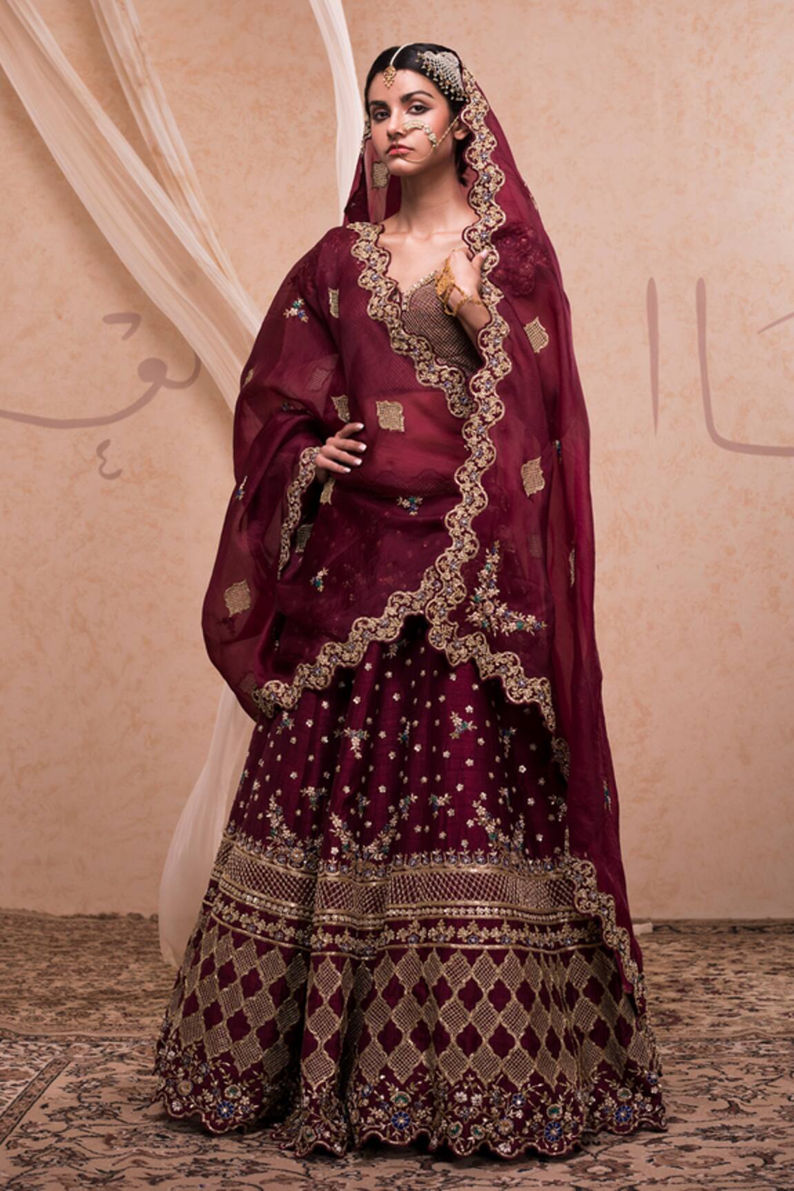 Nadima Saqib Silk Organza Embroidered Bridal Lehenga Set