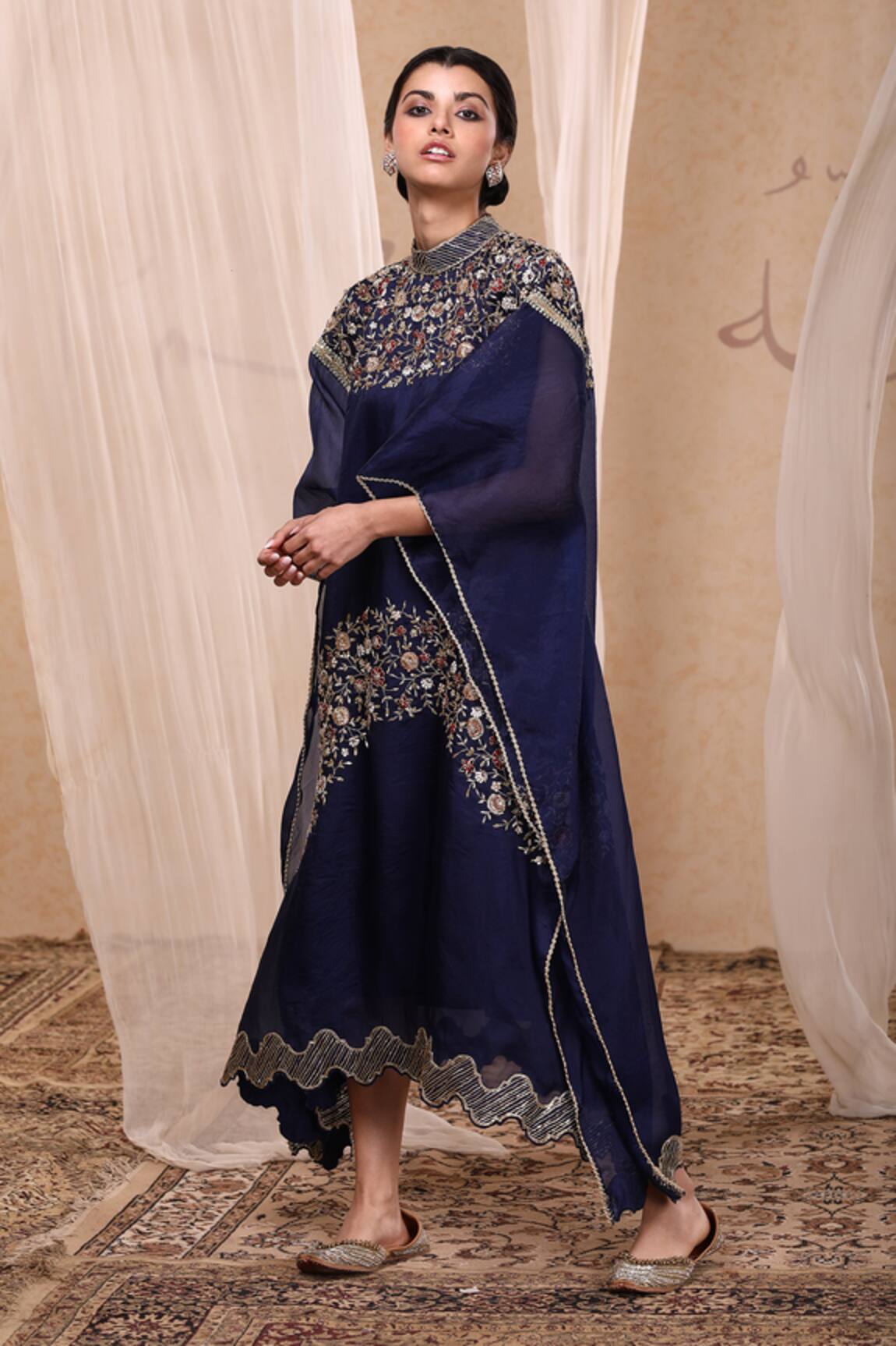 Nadima Saqib Silk Organza Embroidered Kaftan