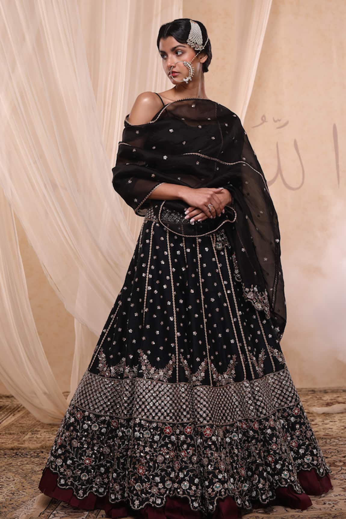 Nadima Saqib Silk Organza Embroidered Lehenga Set