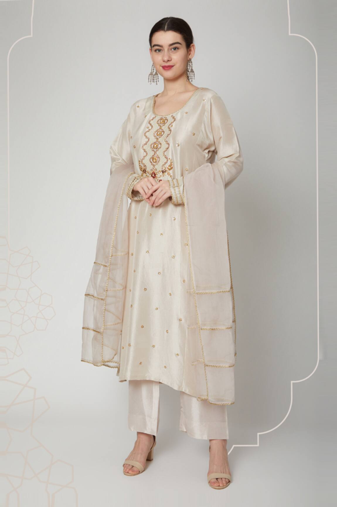 Nadima Saqib Silk Embroidered Kurta Set