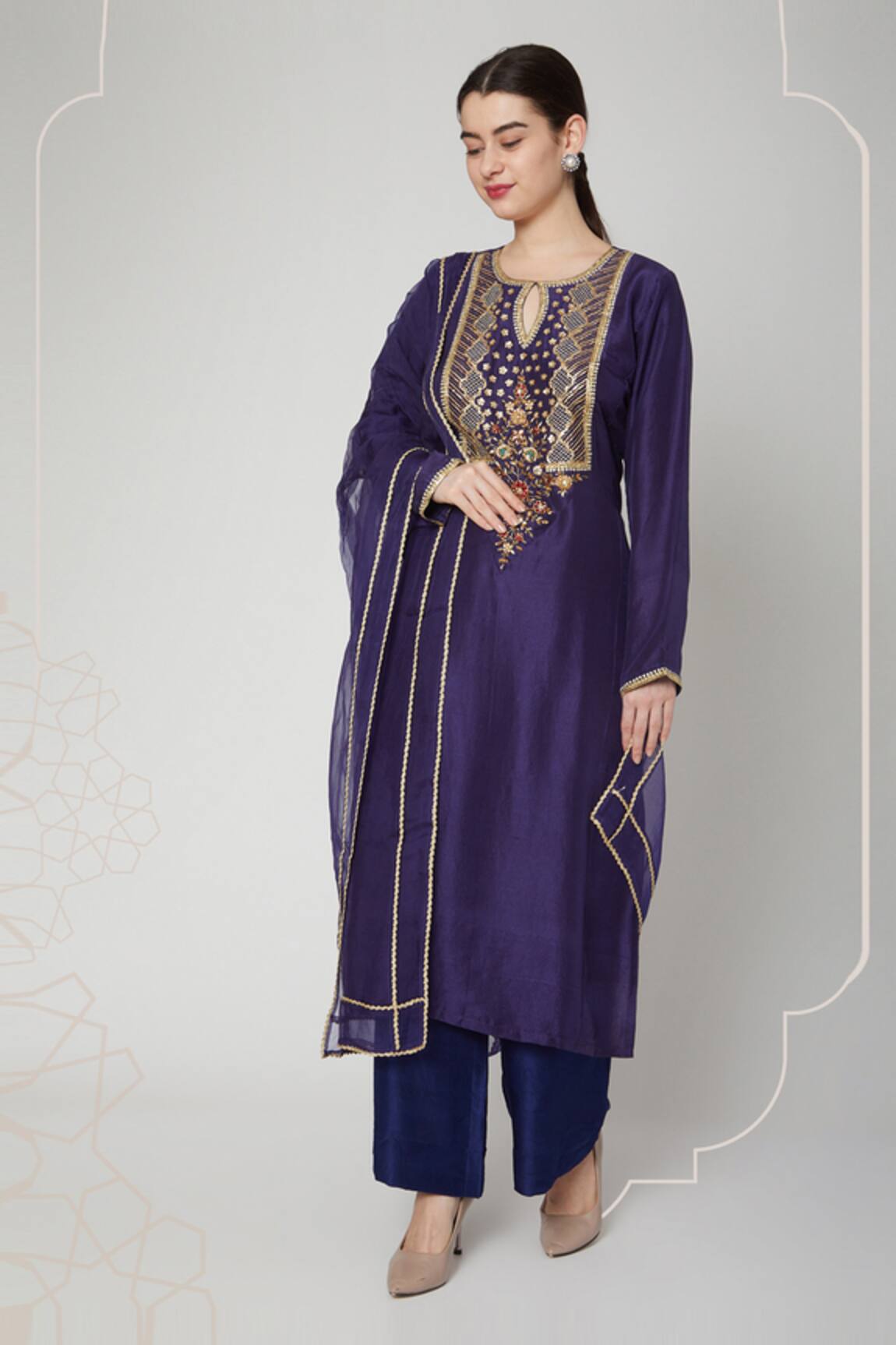 Nadima Saqib Silk Embroidered Kurta Set