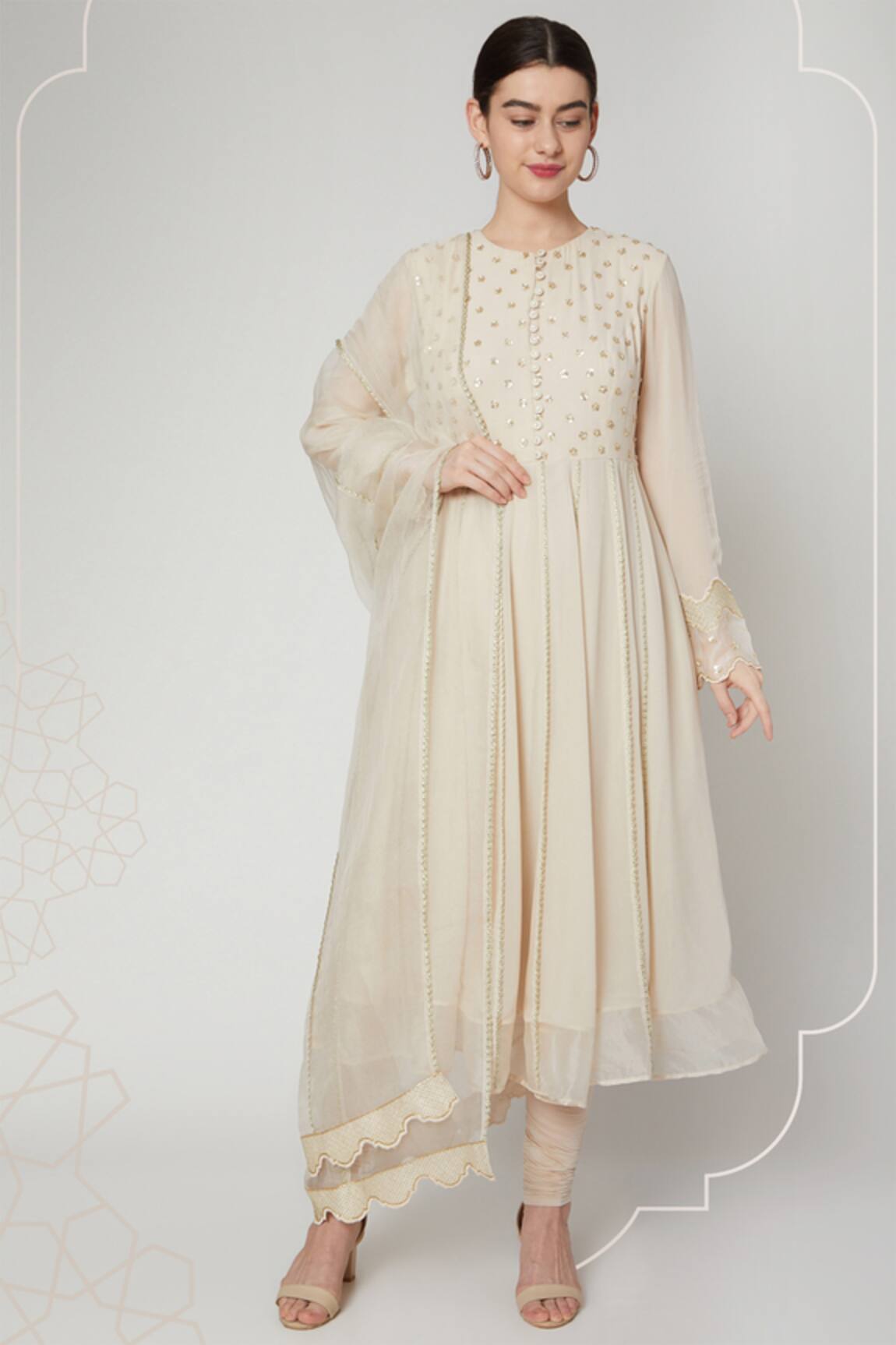 Nadima Saqib Silk Embroidered Anarkali Set