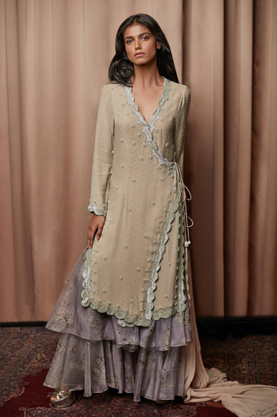 Nandita Thirani Embroidered Angarkha Kurta & Sharara Set