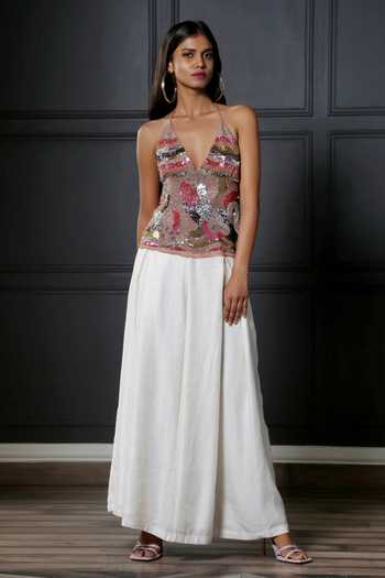 Nandita Thirani Embroidered Backless Top & Pant Set 