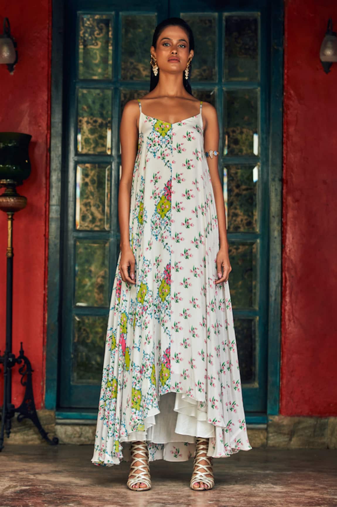 Nautanky Floral Print Asymmetric Dress