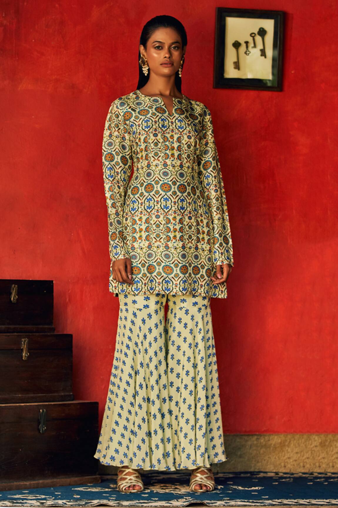 Nautanky Floral Print Kurta & Sharara Set