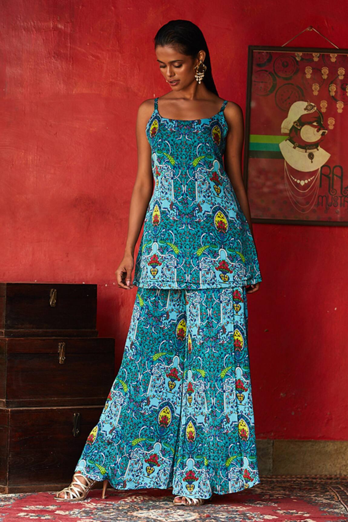 Nautanky Floral Print Kurta & Flared Pant Set