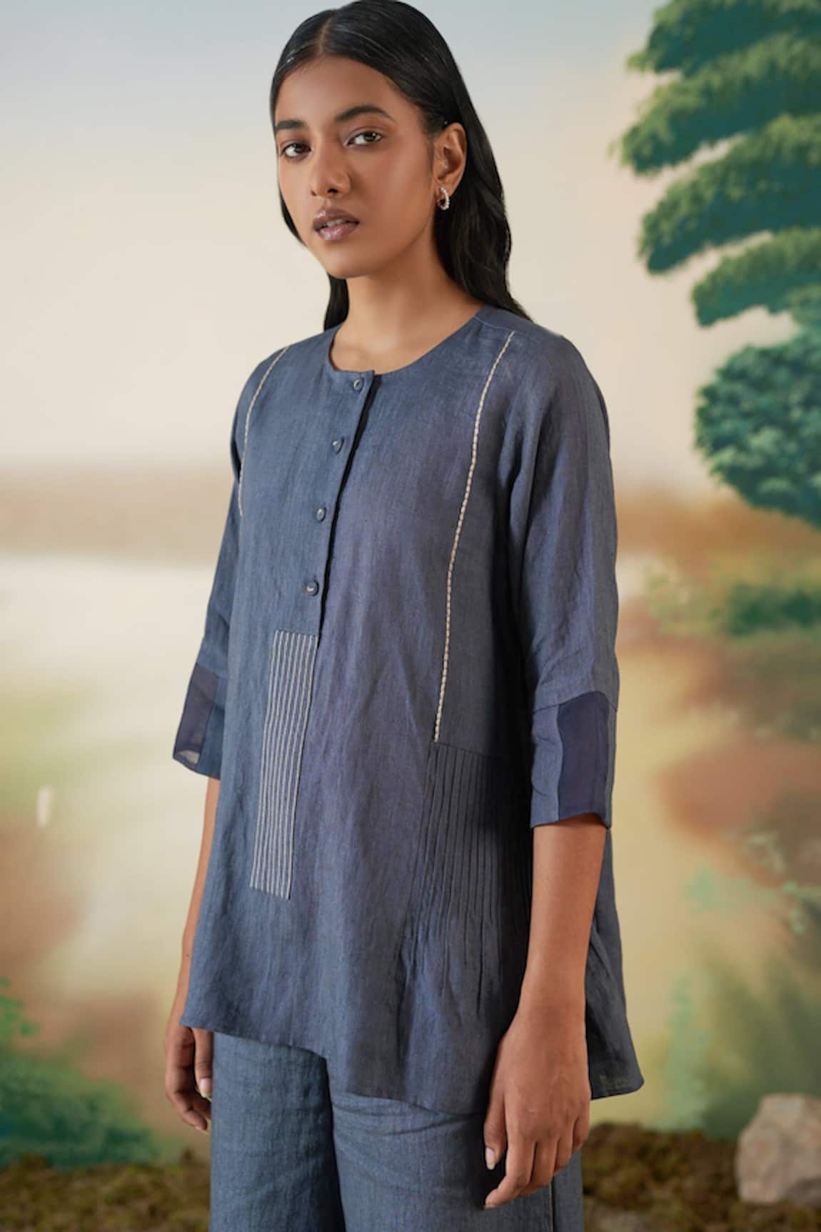 Febo6 Linen Embroidered Kurta