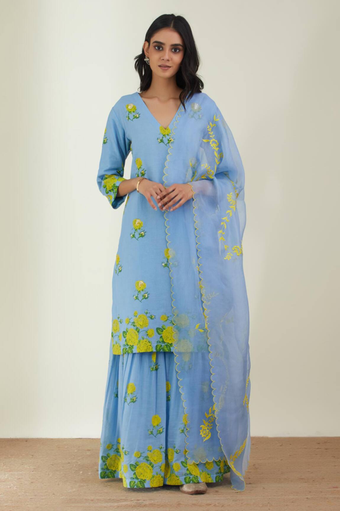 Label Earthen Printed Sharara & Kurta Set 