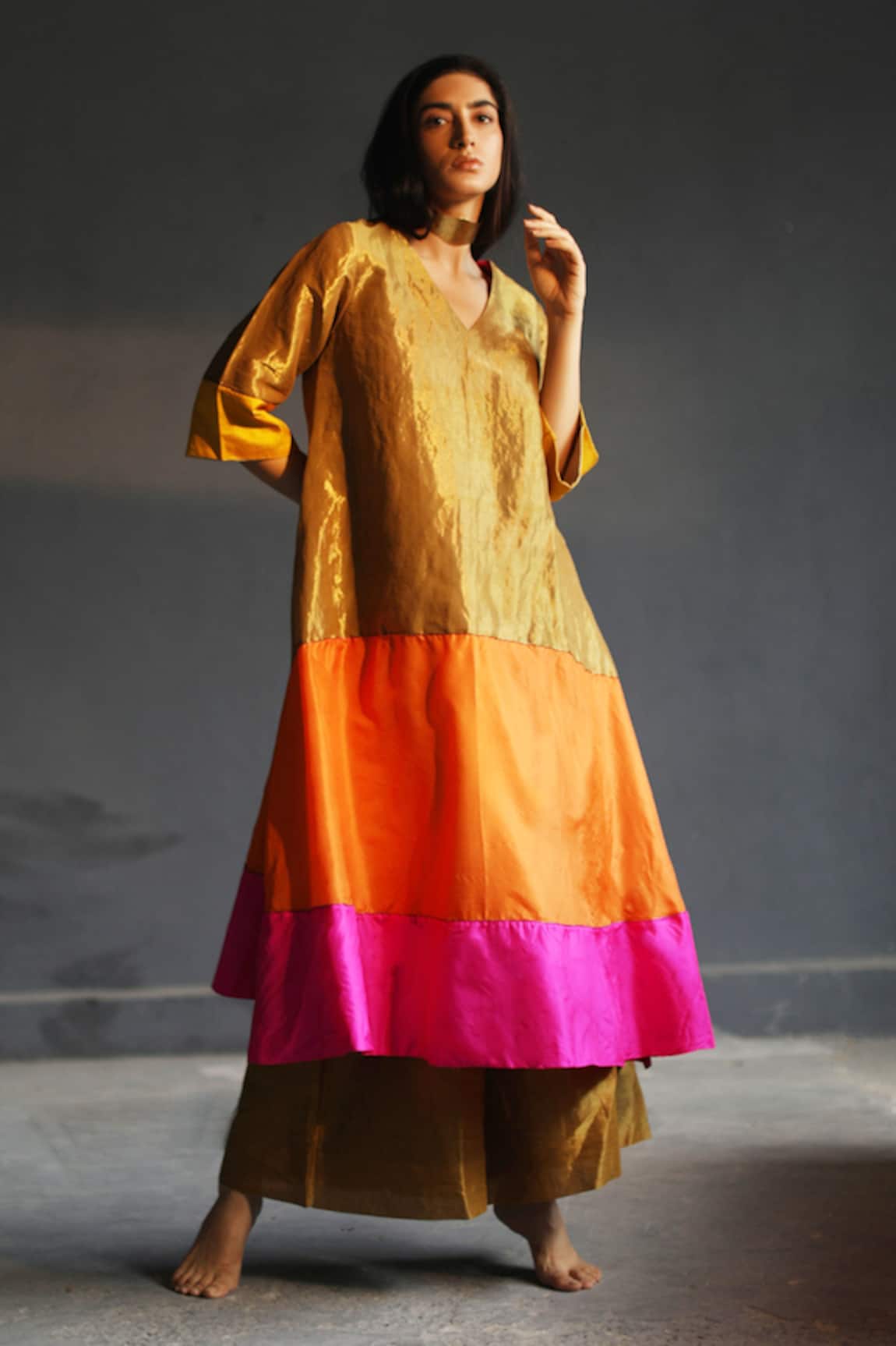 Shorshe Clothing Handloom Tissue Silk Kurta