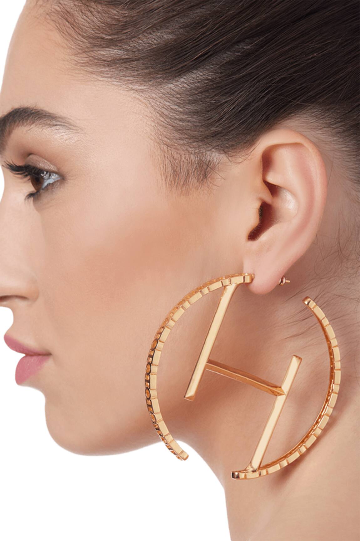 Outhouse Monogram Oversized Hoops