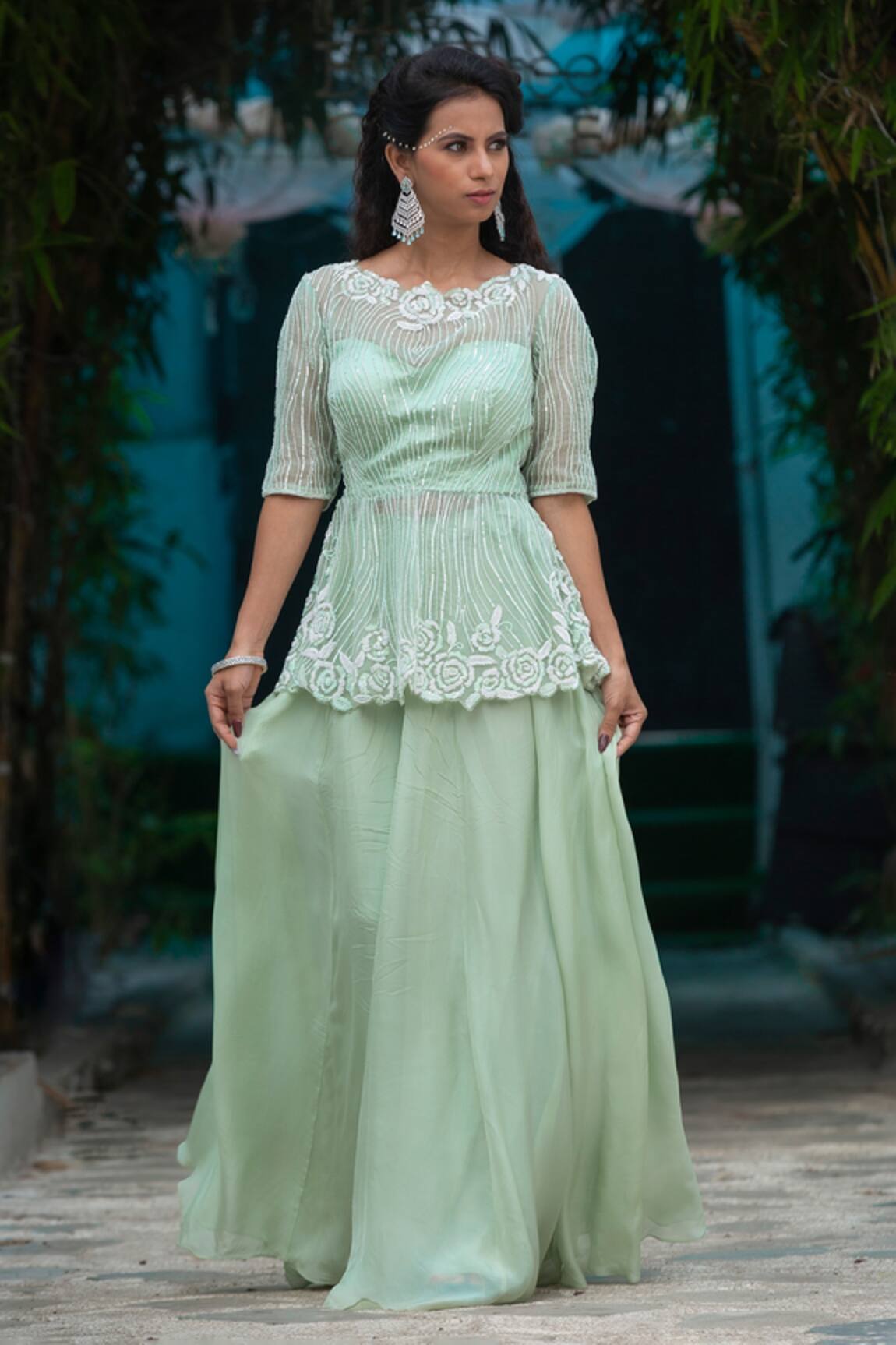 Kanj By Priyanka A Sakhuja Olivia Peplum Top & Sharara Set