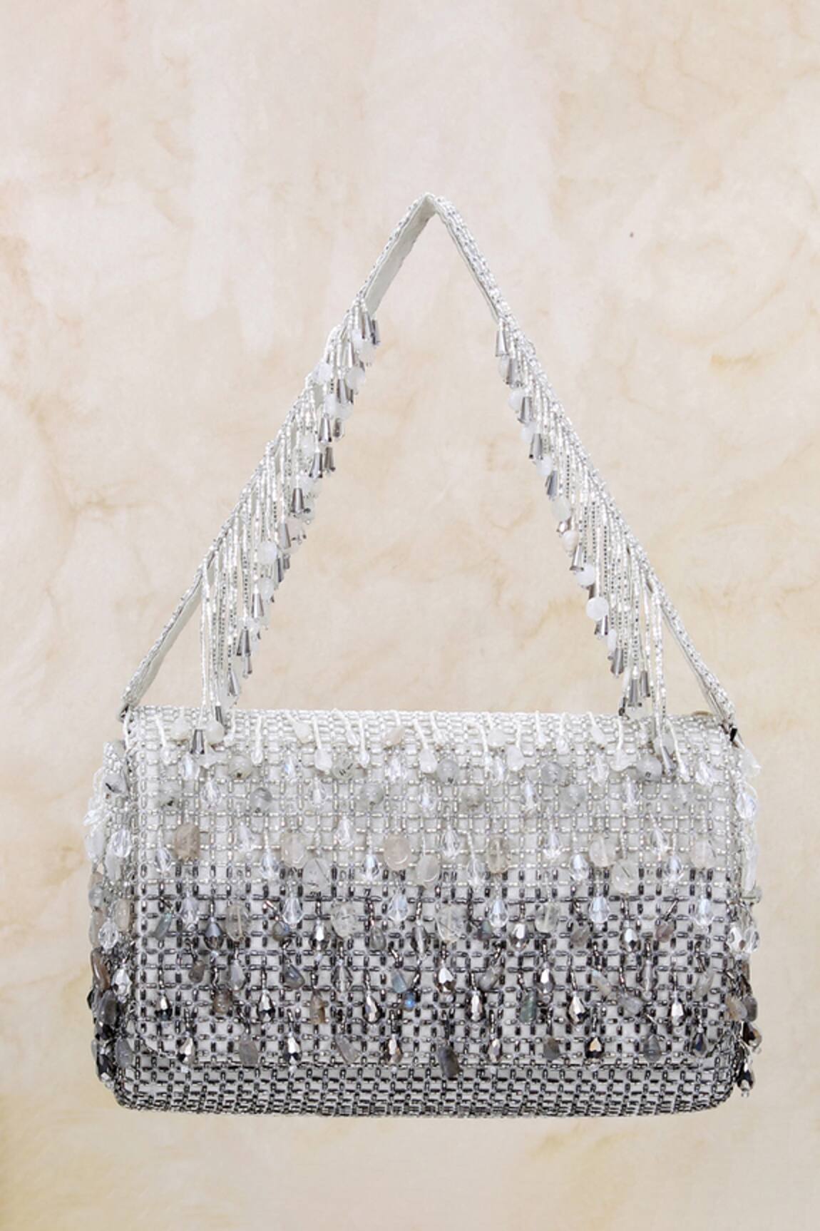 Lovetobag Opal Crystal Embellished Flapover Clutch