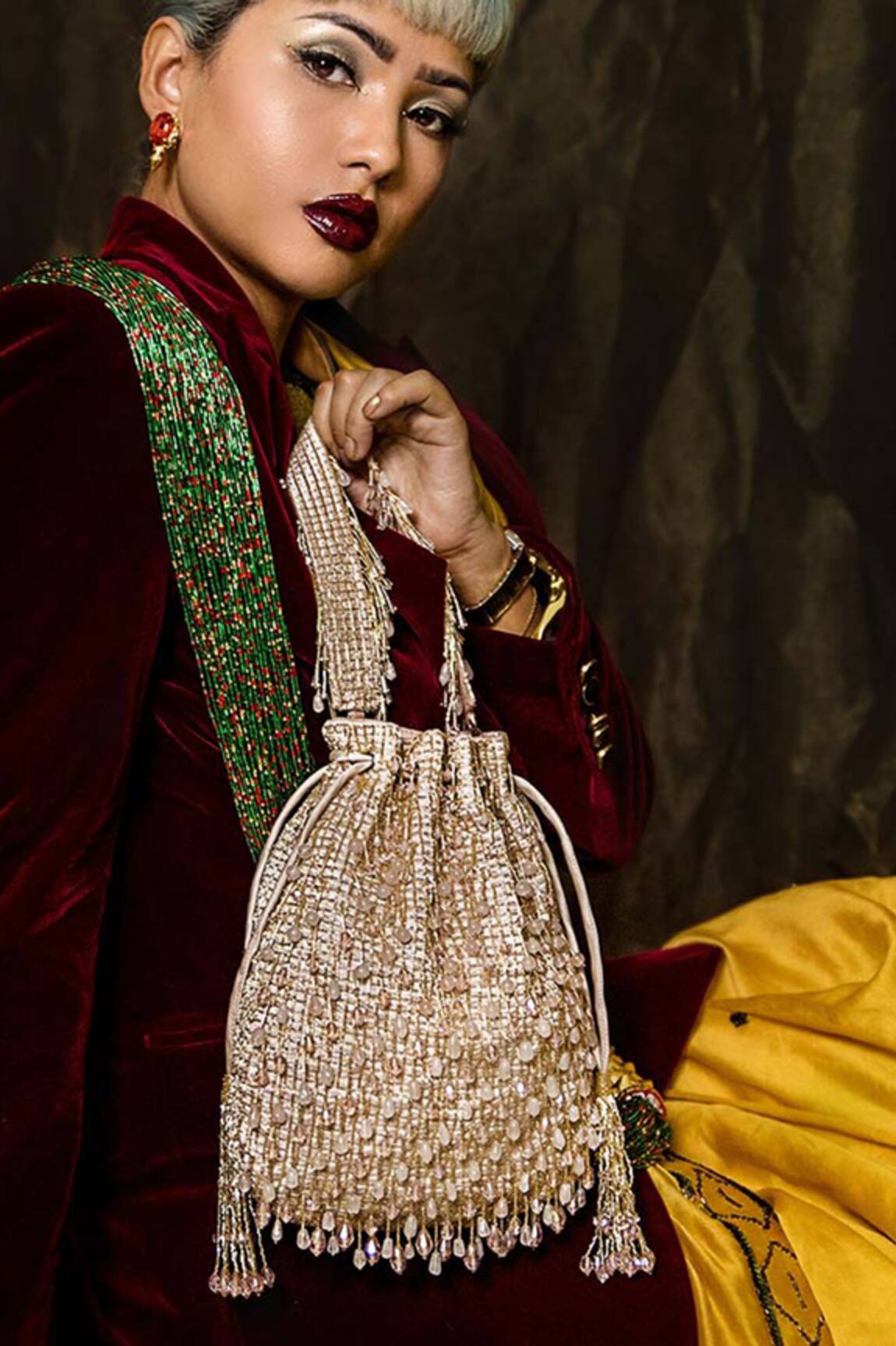 Lovetobag Opal Crystal Tassel Potli Bag