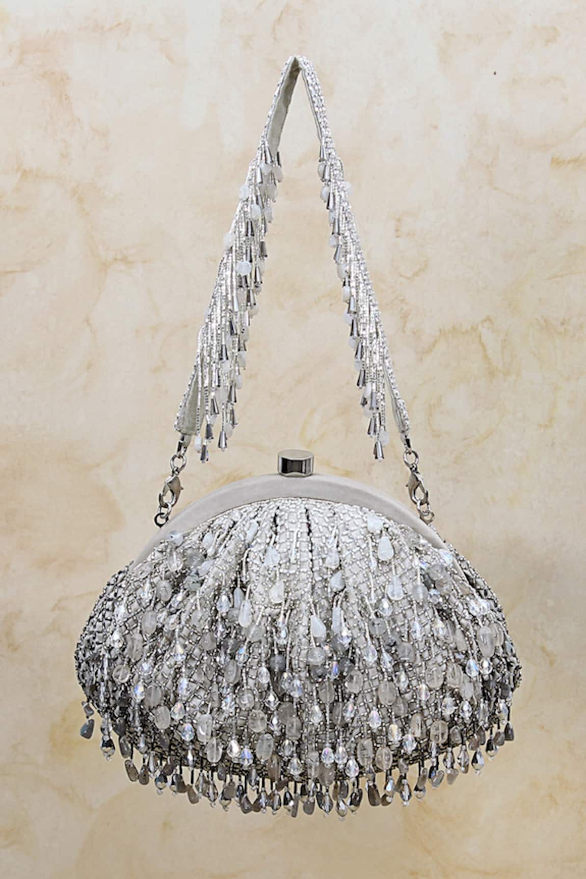 Lovetobag Opal Crystal Tassel Clutch With Handle