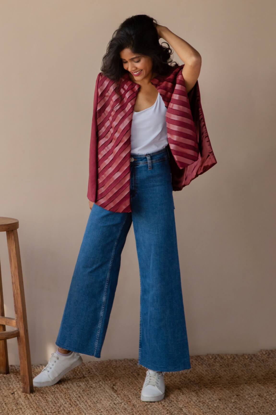 Rhe-Ana Chevron Embellished Cape 