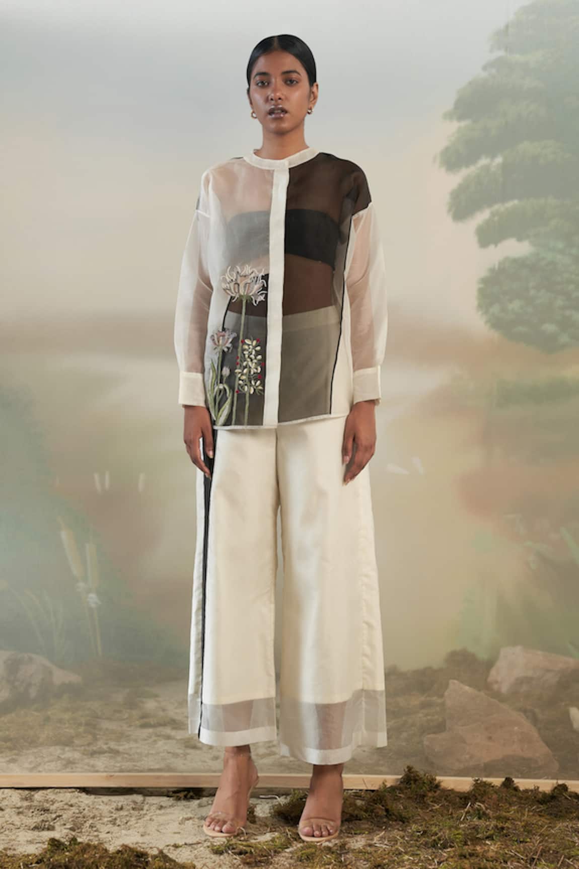 Febo6 Organza Panelled Trousers