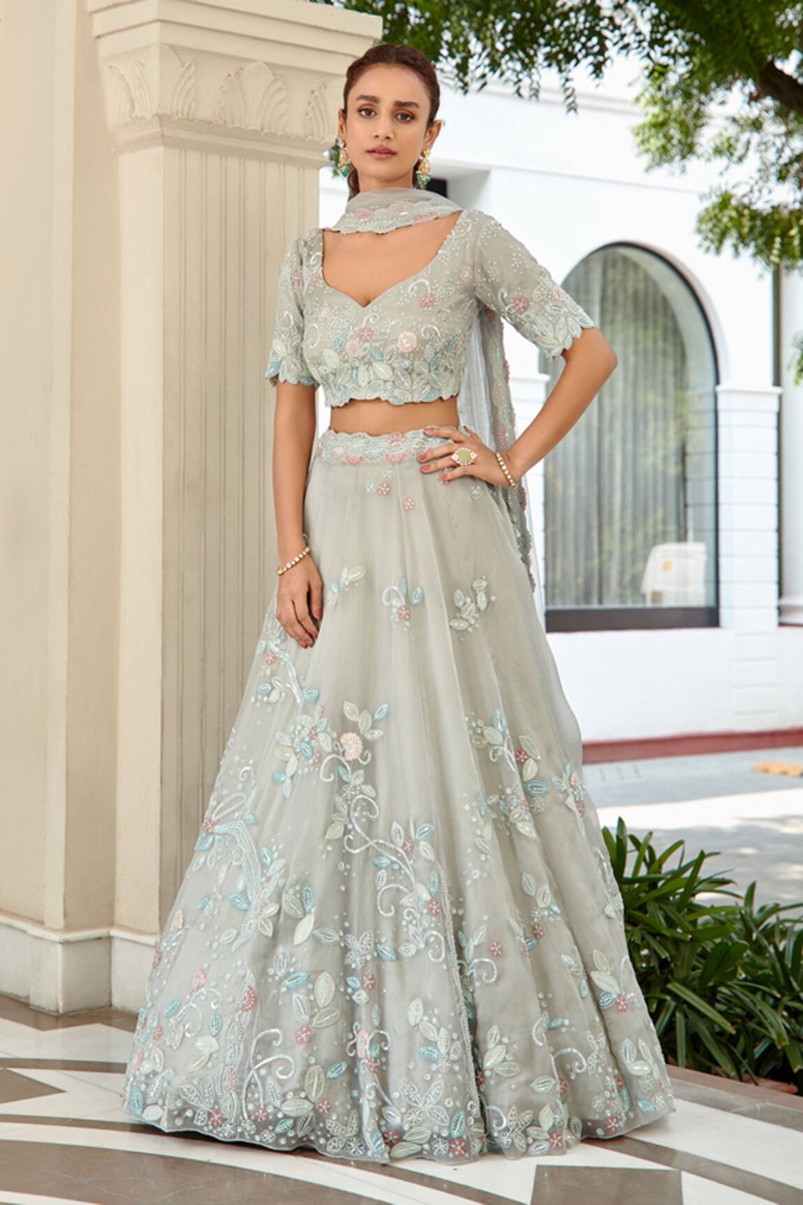 Osaa By Adarsh Bead Embroidered Bridal Lehenga Set 