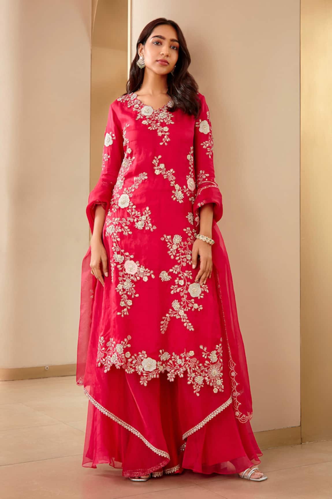 Osaa By Adarsh Floral Embroidered Kurta Sharara Set 