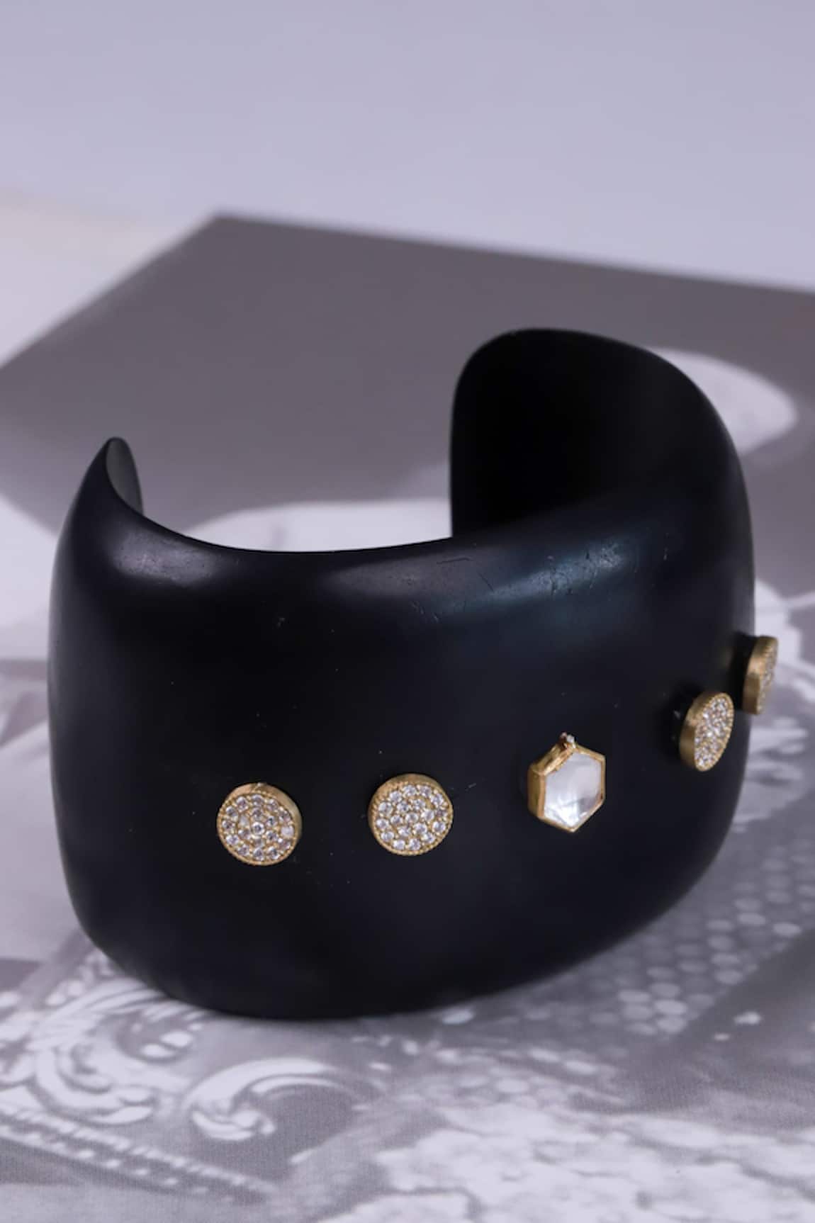 Osvag India Wooden Polki Embellished Cuff 