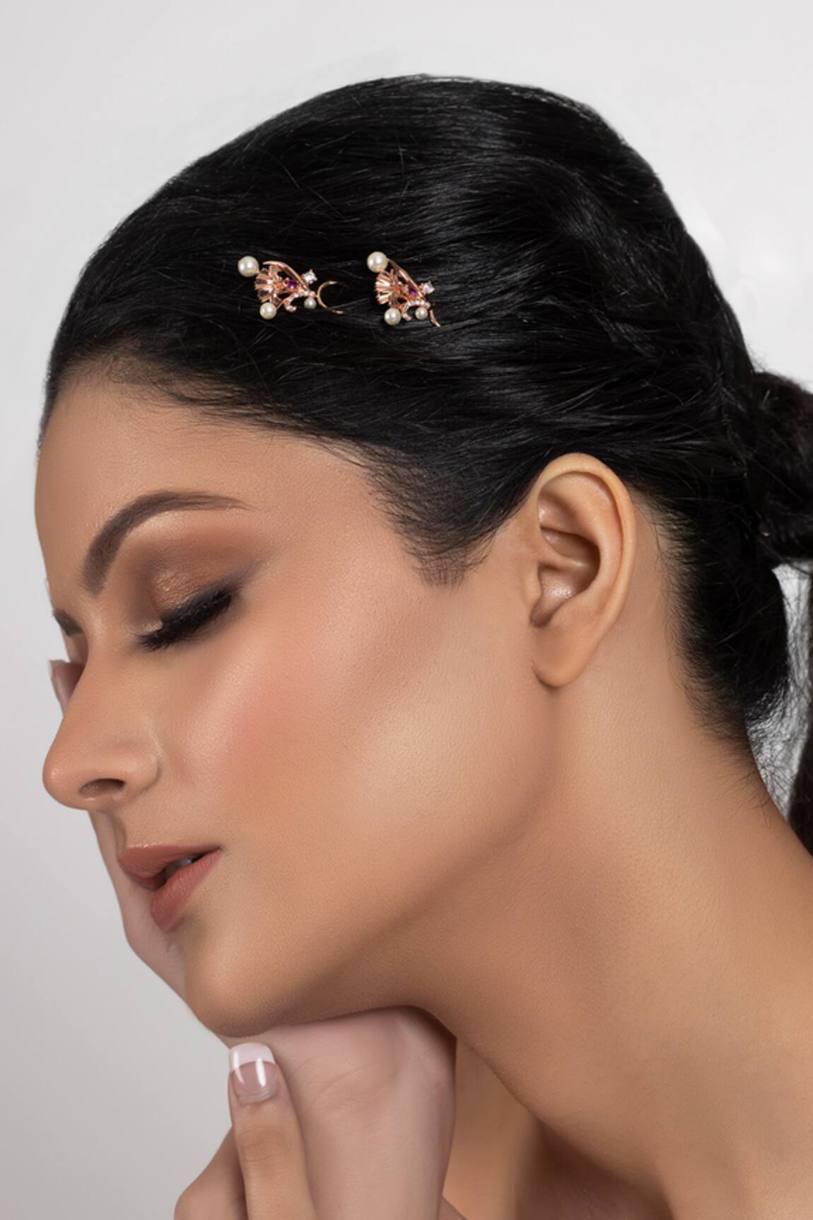 Opalina Soulful Jewellery Floral Stone Hair Pins Set of 2