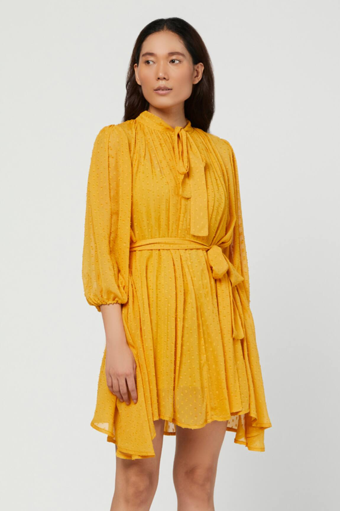 Meadow Silk Chiffon Flared Short Dress